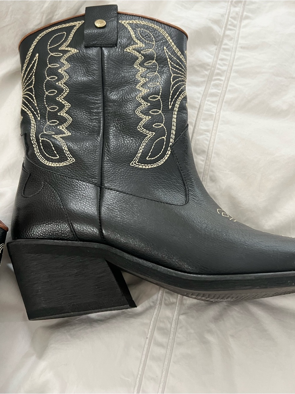 Stivali Black Leather Western Heeled Boots - Picture 6 of 11